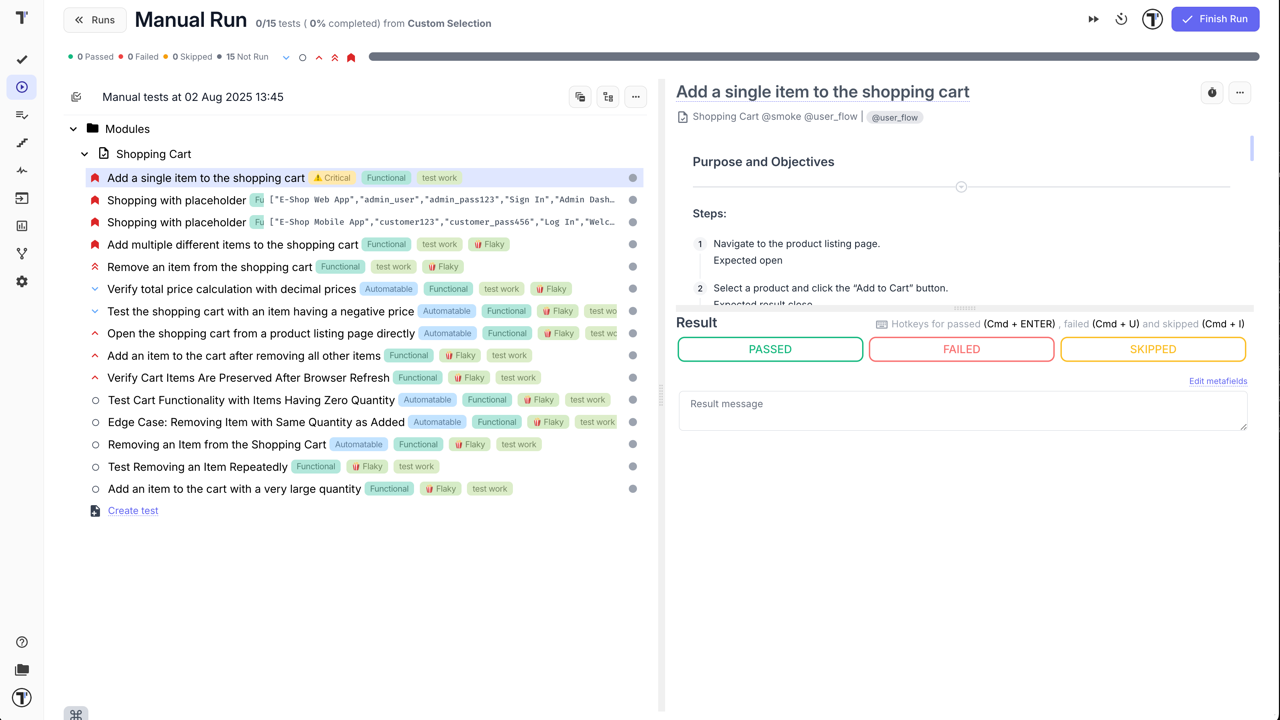 Testomat.io - add suite from Tests page
